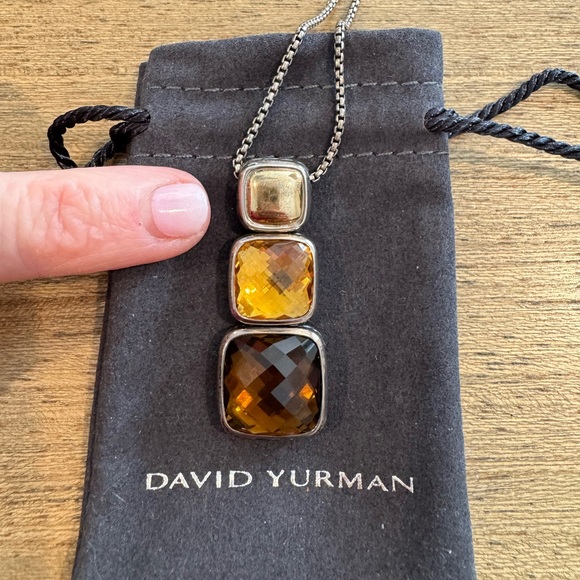 New With Tags David Yurman Chiclet Small Triple Drop Quartz Pendant Necklace - Picture 7 of 8